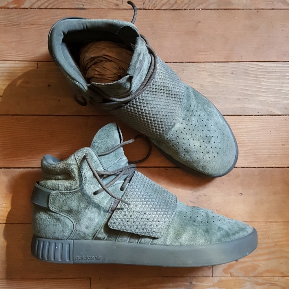 Adidas Tubular Invader green suede
